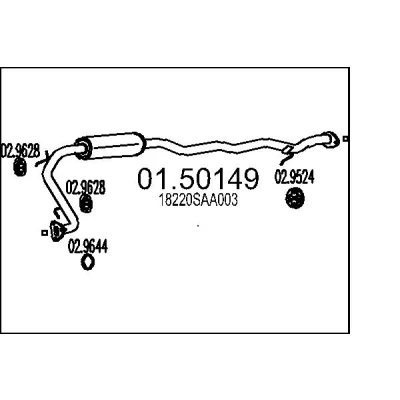 Afbeelding van MTS 01.50149 Middendemper 1630mm HONDA: Jazz Hatchback (GD, GE3, GE2) 1.3 iDSi, 1.2 i DSI, 1.4 iDSI 2002 2008