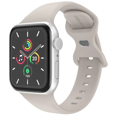 Afbeelding van Apple Watch Siliconen+ bandje Grijs Geschikt voor Series1/2/3/4/5/6/7/8/9/10/SE (38/40/41 mm) Series 10 (42 Stone Maat S/M