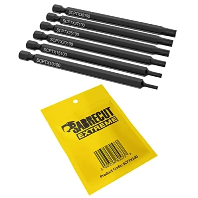 Afbeelding van 6 x SabreCut SCPTX100 Torx schroevendraaierbits T10 T15 T20 T25 T27 T30 100 mm (lengte)