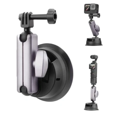 Afbeelding van BRDRC Pocket 3 zuignap mount, auto mount voorruit en raam camera houder voor DJI Osmo 2, Action 4, Insta360 X4 X3, GoPro Hero 12 11 10 9 accessoires aluminiumlegering metaal