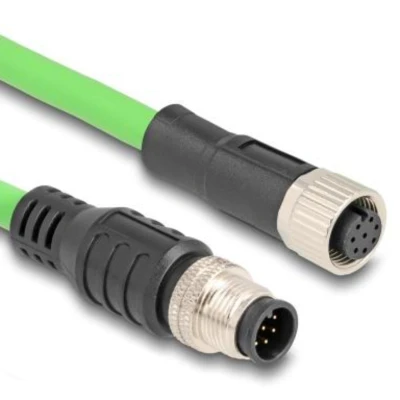Afbeelding van Delock M12 Kabel A kodiert 8 Pin Stecker zu Buchse PUR (TPU) 1 m HQ