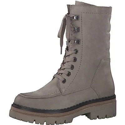 Afbeelding van Marco Tozzi Enkellaarsjes met plateauzool, Dames, Maat: 39, Taupe nubuck Leer
