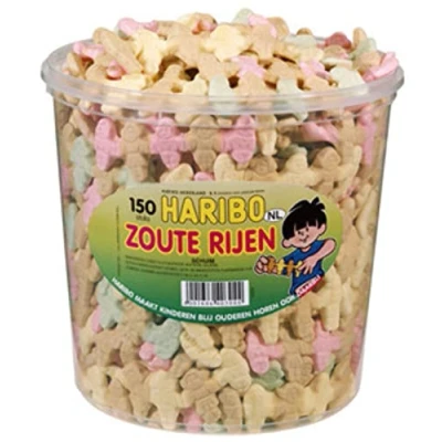Afbeelding van Haribo Zoute Rijen silo 150 stuks Doos 6 silo&#039;s