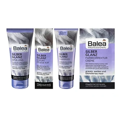 Afbeelding van Balea Professional Zilverglansset shampoo 250 ml spoeling 200 verzorgende kuur 20 kleurcorrectiecrème