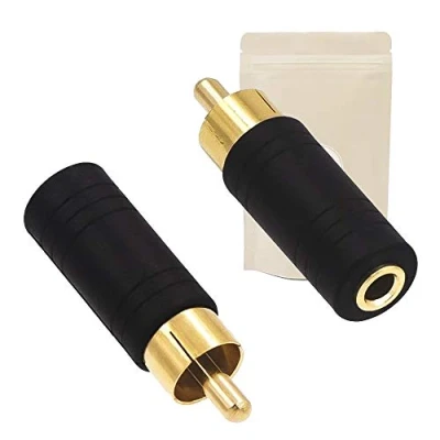 Afbeelding van 2 x adapter RCA stekker, mini jackstekker, 3,5 mm, vrouwelijk, mono, verguld, aansluiting, geschikt voor Frans merk