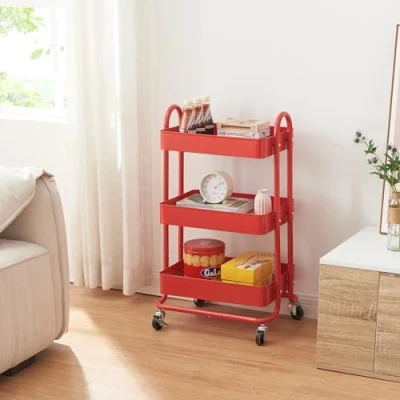Afbeelding van Keukentrolley Pyhäntä met 3 manden 78,5x46x35 cm rood [en.casa]