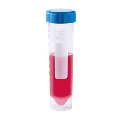 Afbeelding van ISOLAB Plastic centrifugebuizen 50 ml, (Pack van 50), afgestudeerde testbuizen met blauwe schroefdop, zelfstandige, PP reageerbuis voor koude opslag, platte bodem