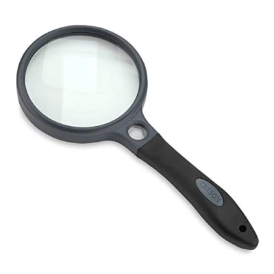 Afbeelding van Carson SG 10 SureGrip Rubberen Soft Grip Hand Held Vergrootglas met 2x Glazen Lens en 10x Spot