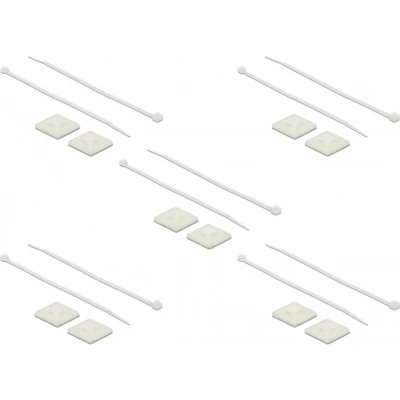 Afbeelding van Tie wraps 200 x 4,8mm (10 stuks) met zelfklevende houders / transparant