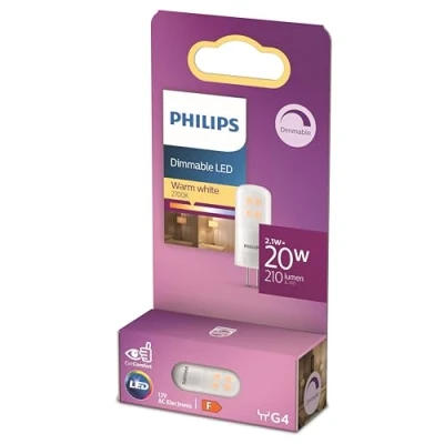Afbeelding van Energiezuinige Philips LED Capsule Transparant 20 W G4 Dimbaar warmwit licht Bespaar op energiekosten