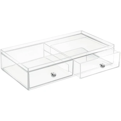 Afbeelding van iDesign Laag transparant doosje met 2 lades 36460EU Sorteervakken &amp; Stapelbaar