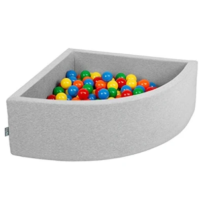Afbeelding van KiddyMoon Schuim Ballenbak Voor Kinderen Met Ballen Ø 7 Cm Gemaakt In EU, Lichtgrijs:Geel Groen Blauw Rood Oranje,90X30cm/200