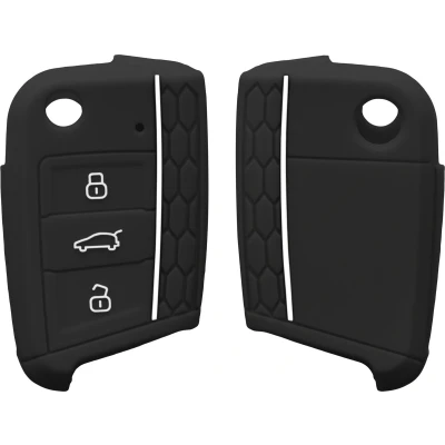Afbeelding van kwmobile Autosleutel hoesje geschikt voor VW Golf 7 MK7 3 knops behuizing in zwart / wit