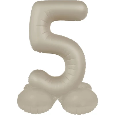 Afbeelding van Folat Staande folieballon Cijfer 5 Creamy Latte 72 cm