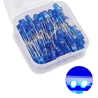 Afbeelding van 5mm led diodes, 80 stuks blauw lichtdiode, 3V 2 Pins lichtgevende diodekit, ronde kleur lichtverstrooiing emissiedioden (blauw 80Pcs)