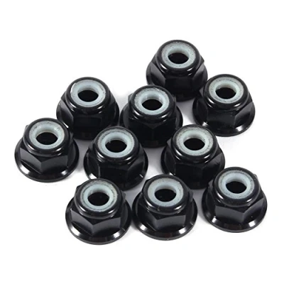 Afbeelding van Zeshoekige Zelfborgende Moeren, 10 Stuks M4 CNC Aluminium Moer Met Nylon Flenzen Metalen Moeren (Zwart)
