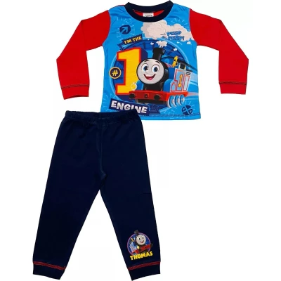Afbeelding van Thomas de Trein pyjama maat 98/104 Stoomlocomotief Nr. 1 Engine pyama blauw met rood