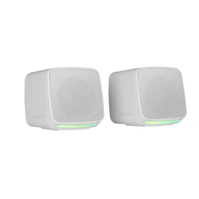 Afbeelding van MARSGAMING MS PRO, Compacte Luidsprekers 10W, Dynamische RGB Flow Verlichting, PC Luidspreker met Volumebox en 3.5mm Jack Ingang, Gaming Compatibel PC/Mac/Smartphone/Tablet, Wit