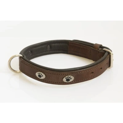 Afbeelding van Hondenhalsband met nikkelen voetjes bruin 65 cm