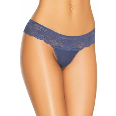 Afbeelding van Teyli Damessnoer tanga van mesh met kant, blauw, XL