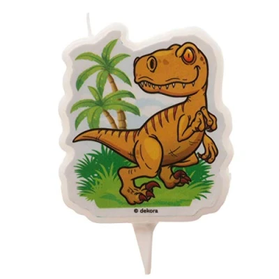 Afbeelding van Dekora Dinosaurus verjaardagskaars, een trex in 2D, 7,5 cm