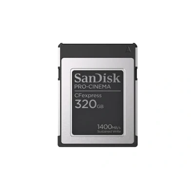 Afbeelding van SanDisk PRO CINEMA CFexpress Type B (CFexpress, 320 GB), Geheugenkaart, Zwart, Zilver