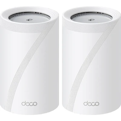 Afbeelding van TP Link WiFi 7 Deco BE65 Pro router Mesh WiFi, BE 9300Mbps Tri Band, kanalen 320 MHz, 2 poorten 5 Gbps, 2,5 Gbit/s, Alexa, HomeShield, MLO, werkt met elke ISP en modem, 4 interne antennes, stuks.