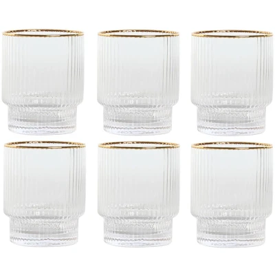 Afbeelding van Glazenset Home ESPRIT Transparant Gouden Kristal 320 ml (6 Stuks)