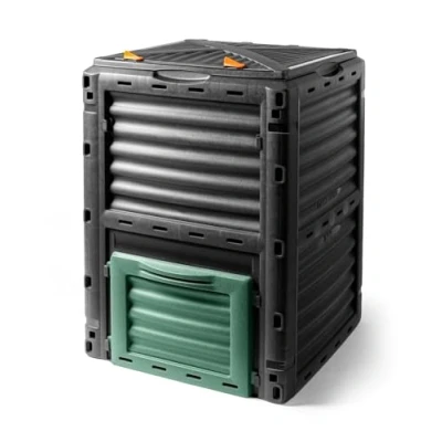 Afbeelding van Kunststof compostcontainer, 300 liter, zwart, 83 x 61 cm, tuincomposteerder, thermocompostbak, weerbestendig