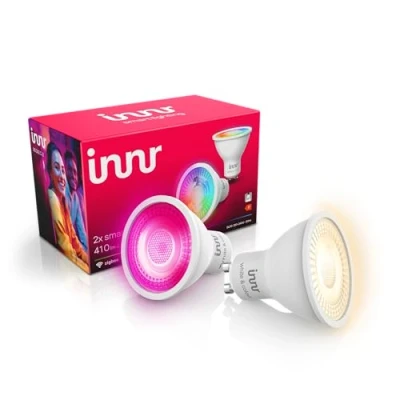 Afbeelding van Innr Zigbee GU10 LED Lamp, werkt met Hue* en Alexa (bridge vereist), Wit Gekleurd Licht, 16 Miljoen Kleuren, Spot, Smart Lamp 410 lumen, dimbaar, 2 Pack