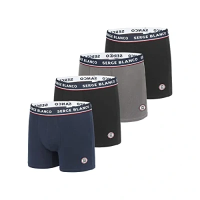 Afbeelding van Serge Blanco Herenonderbroek, katoen, boxershorts, ademend, aangenaam (4 stuks), Meerkleurig, M