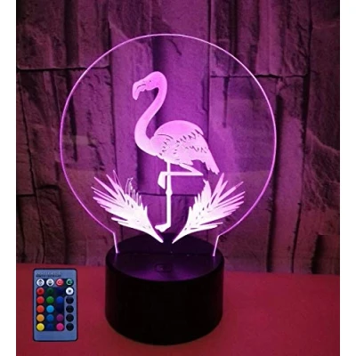 Afbeelding van Creatieve 3D Flamingo Nachtlampje USB Aangedreven Afstandsbediening Raak Schakelaar Decor Tafellamp 7/16 Kleur Veranderende LED Verjaardagscadeau Kinderen Cadeau Kerst Decoratie