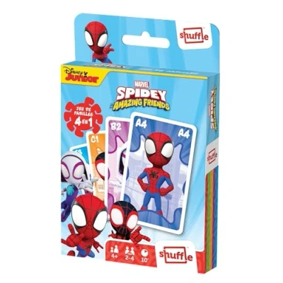 Afbeelding van Shuffle Spidey &amp; His Amazing Friends 4 in 1 families, paren, actie en gevechten Kaartspel voor kinderen familie vanaf jaar