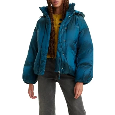 Afbeelding van Levi&#039;s dames Pillow Bubble Shorty puffer jack met donsvulling in de kleur Blauw, maat: M