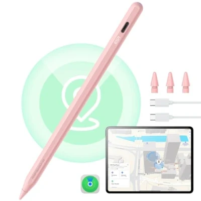 Afbeelding van ESR Geo iPad Pencil Findmy Compatibel met 2018 2025 (niet voor Air 13 M3), Roze (geen draadloos opladen)