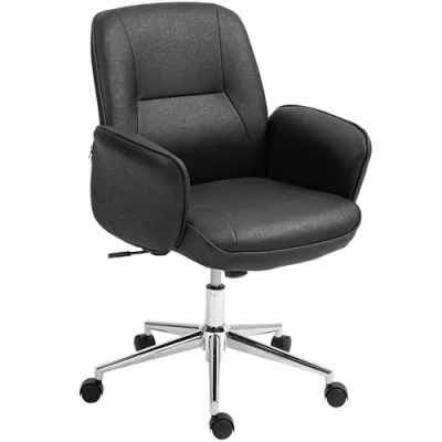 Afbeelding van Vinsetto Bürostuhl mit Wippfunktion Schreibtischstuhl höhenverstellbarer Drehstuhl ergonomischer Arbeitsstuhl modern Belastbar bis 120 kg Mikrofaser Schwarz 67 x 69 92 102 cm