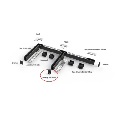 Afbeelding van Aquadrain afvoergoot eindstuk met 50 mm afvoer 65/10