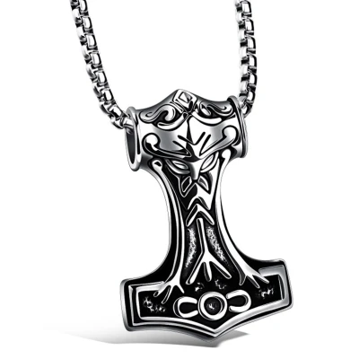 Afbeelding van Heren ketting Viking Hammer Of Thor Edelstaal Mendes Zilverkleurig