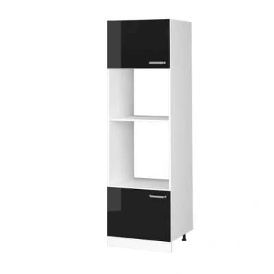 Afbeelding van Vicco Universele voorraadkast R Line, Zwart hoogglans/Wit, 60 cm met open vakken en deuren