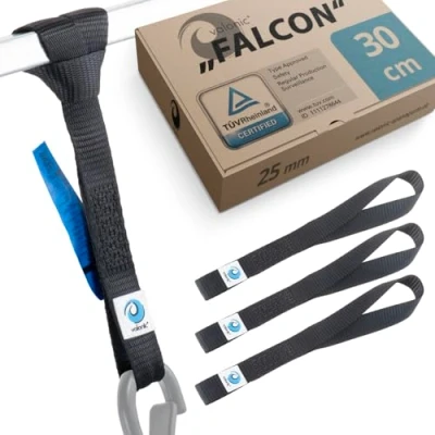 Afbeelding van valonic FALCON sjorlussen 1000kg, 30 cm lang, 25mm breed EN 12195 2, zwart, 4 stuks voor motortransport