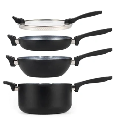 Afbeelding van Russell Hobbs Metallic Marble kookpannenset, 4 delig, potten en pannensets, antiaanbaklaag, inductie