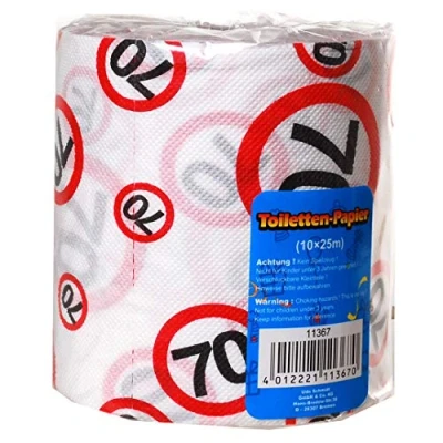 Afbeelding van 1 rol toiletpapier 70 jaar cadeau voor verjaardag lengte 25 m wc papier