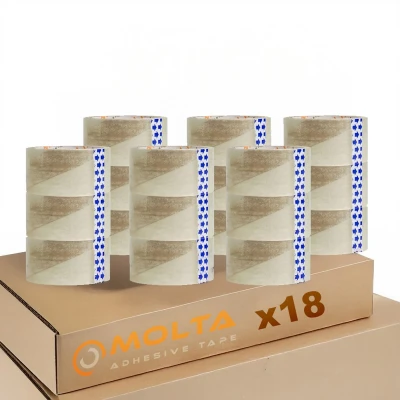 Afbeelding van MOLTA STANDAARD TRANSPARANT Verpakkingstape 48 mm x 100 m Kartonnen tape voor pakketten en dozen 18 Rollen ACRYLIC