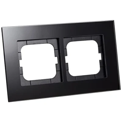 Afbeelding van Abb busch jaeger carat 2 voudig afdekraam montage vert hori klem glans zwart ral9005 glas ip20 2cka001754a4323