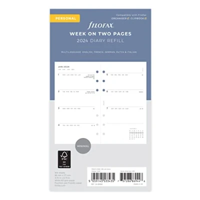 Afbeelding van Filofax Persoonlijke Minimale week op twee pagina&#039;s 2024 dagboek
