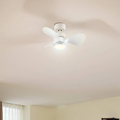 Afbeelding van Lindby Plafondventilatoren met verlichting dimmer CCT 1licht Metaal, PMMA, ABS H: 29.5 cm wit Inclusief lichtbron