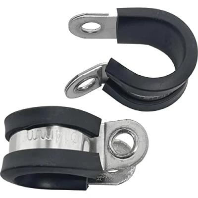 Afbeelding van Lumonic 10x 14mm buisklemmen met rubber inlage roestvrij staal V2A I kabelklemmen voor schroeven slangklem 14mm, buisklemmen, bevestigingsklem