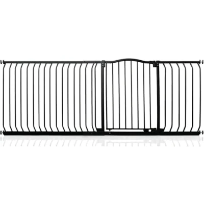 Afbeelding van Safetots Traphekje met Gebogen Bovenkant Assortiment, 198cm 207cm (69 opties beschikbaar), Mat Zwart, Drukbevestiging Traphekje, Babyhekje voor Deuren Gangen en Ruimtes, Veiligheidsbarrière, Eenvoudige Installatie