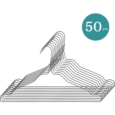 Afbeelding van Nordix Kledinghangers set 50 stuks Metaal Zwart Draadhanger Kleerhangers