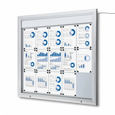 Afbeelding van Vergrendelbaar Notitiebord Outdoor Verlicht Logo Met Gasveer 15x A4